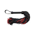 Leather Handle, Leather Long Flogger- Burgunday & Black by Rouge Garments