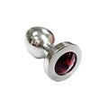 Stainless Steel Smooth Medium Butt Plug- Red Crystal by Rouge Garments