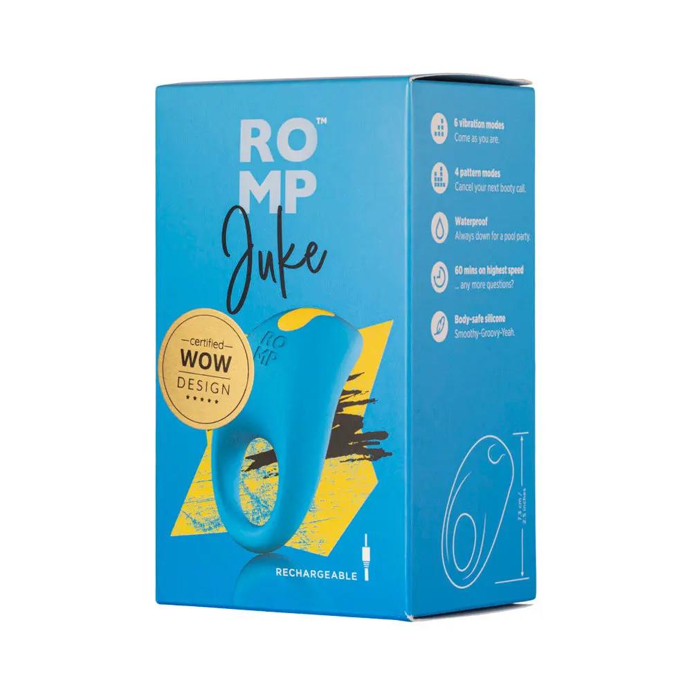 ROMP Juke Rechargeable Silicone Vibrating Penis Ring Light Blue by ROMP