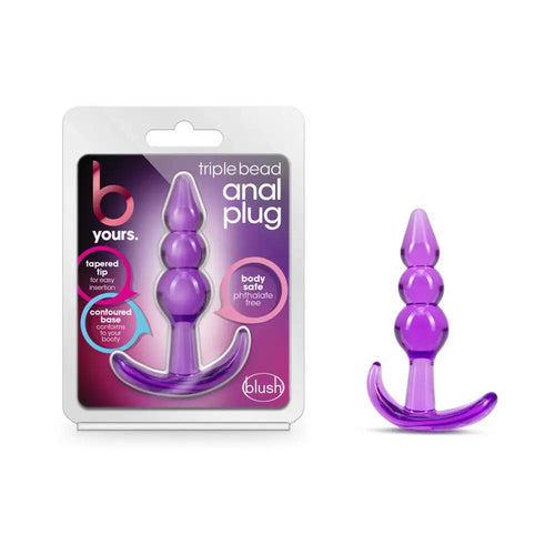 B Yours Triple Bead Anal Plug Purple by Blush