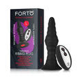 Forto Vibrating Ribbed Plug Rechargeable Remote-Controlled Silicone Anal Plug Large Black by Forto
