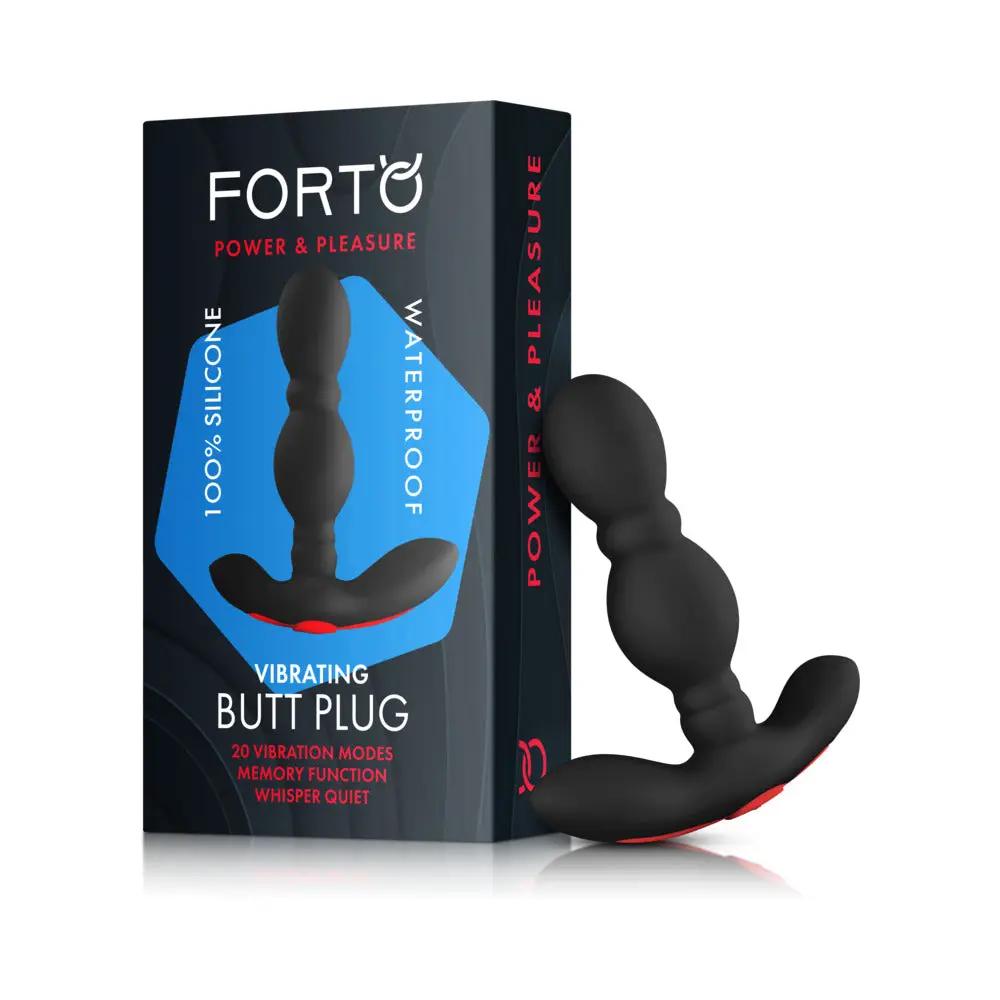 Forto Vibrating Anal Plug Rechargeable Silicone Black by Forto