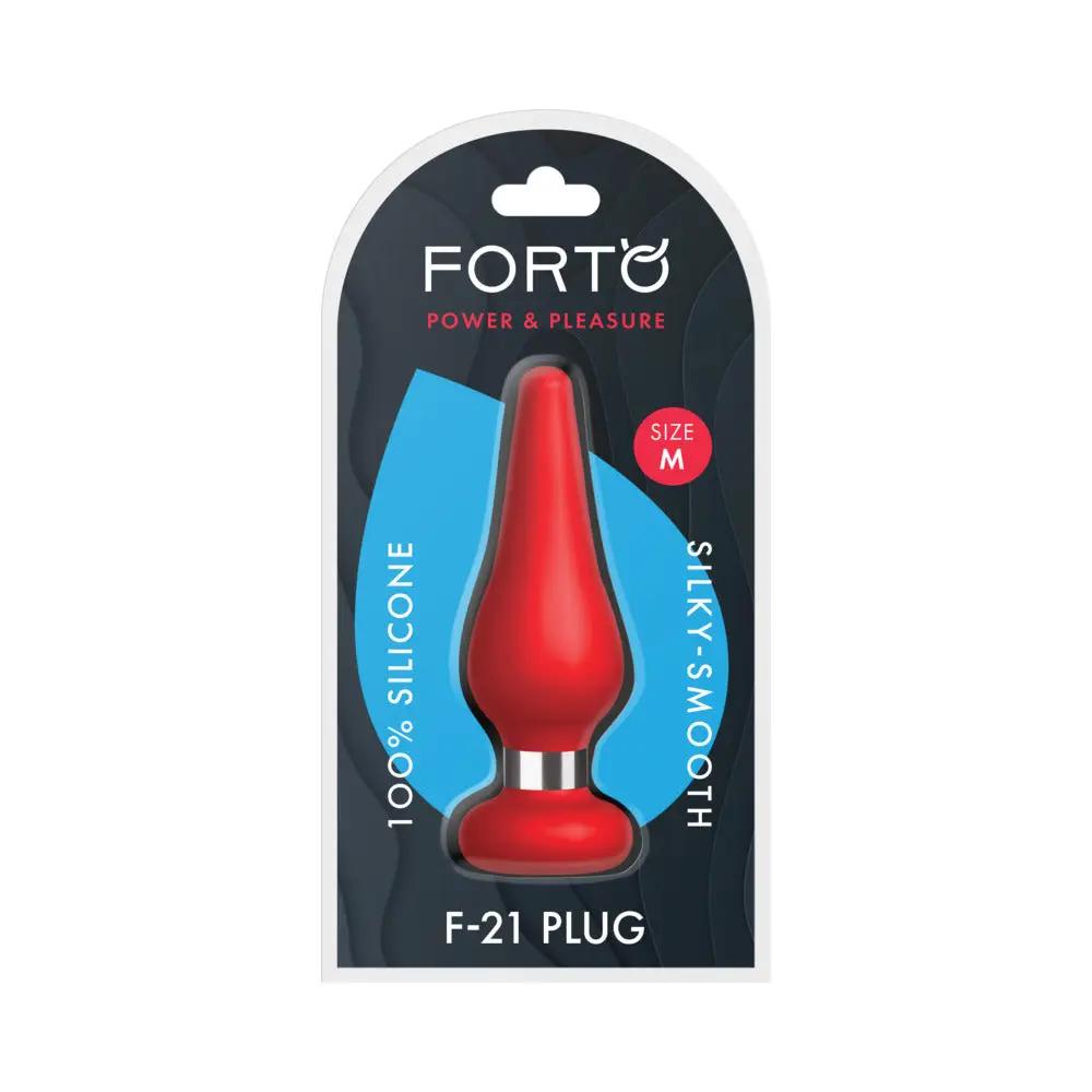 Forto F-21 Tear Drop Silicone Anal Plug Medium Red by Forto