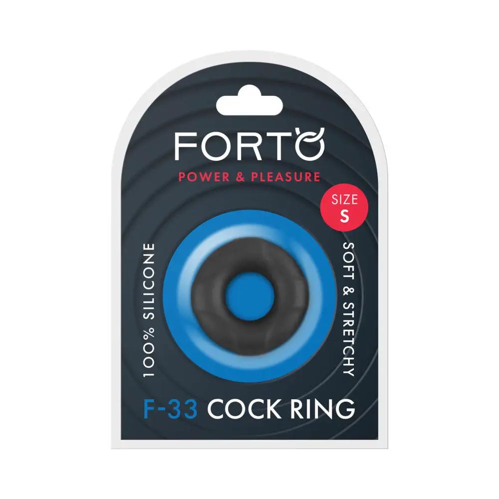 Forto F-33 Liquid Silicone Cockring Small Black by Forto