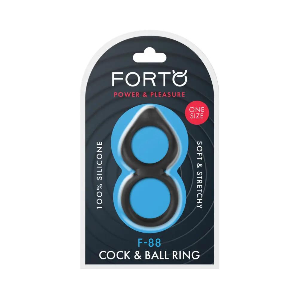 Forto F-88 Liquid Silicone Cock & Ball Ring Black by Forto