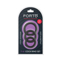Forto F-61 3-Piece Silicone Cockring Set Black by Forto