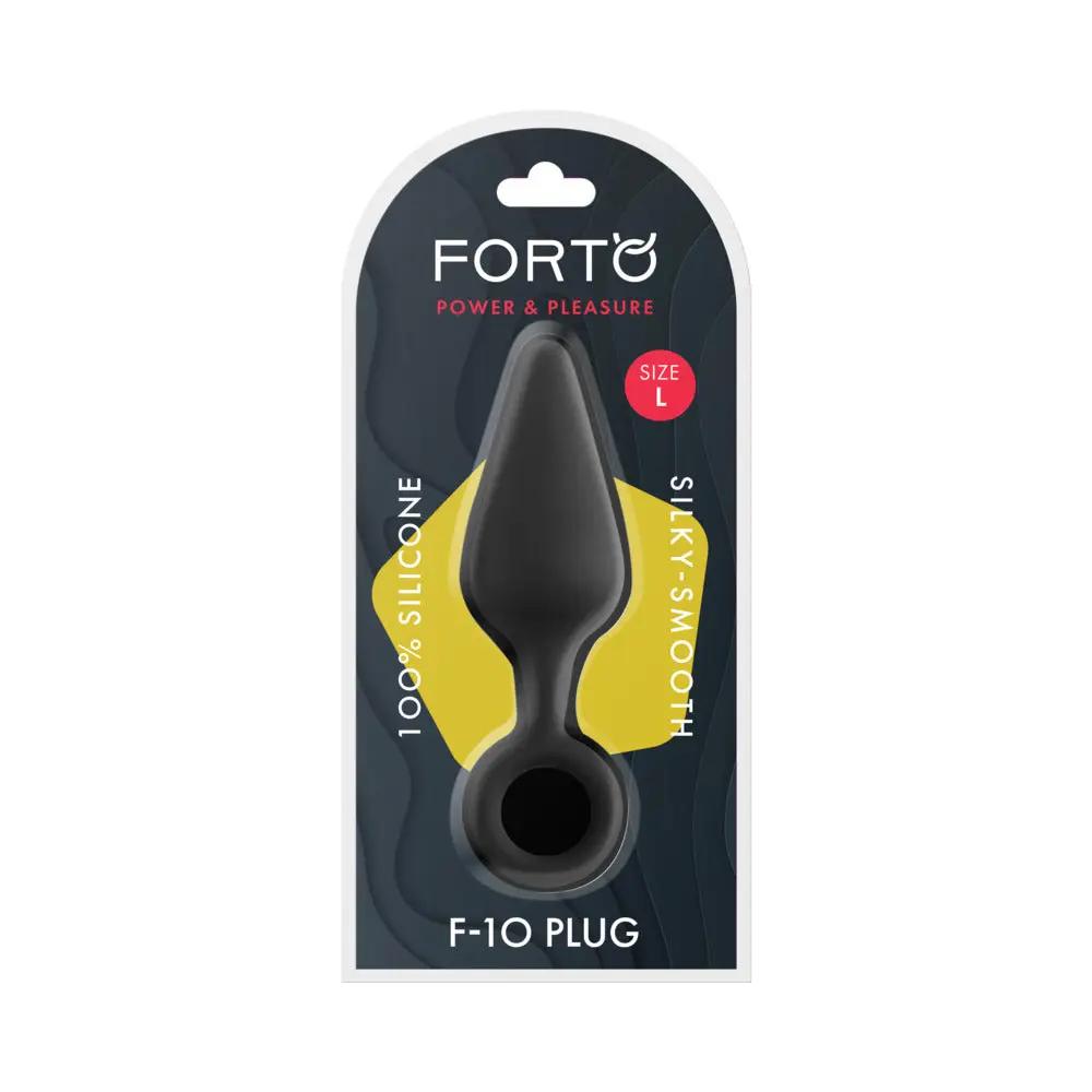 Forto F-10 Silicone Anal Plug with Pull Ring Large Black by Forto
