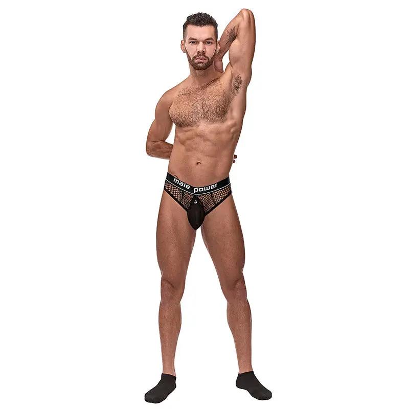Male Power Cock Pit Net Cock Ring Thong Blk LX by Male Power