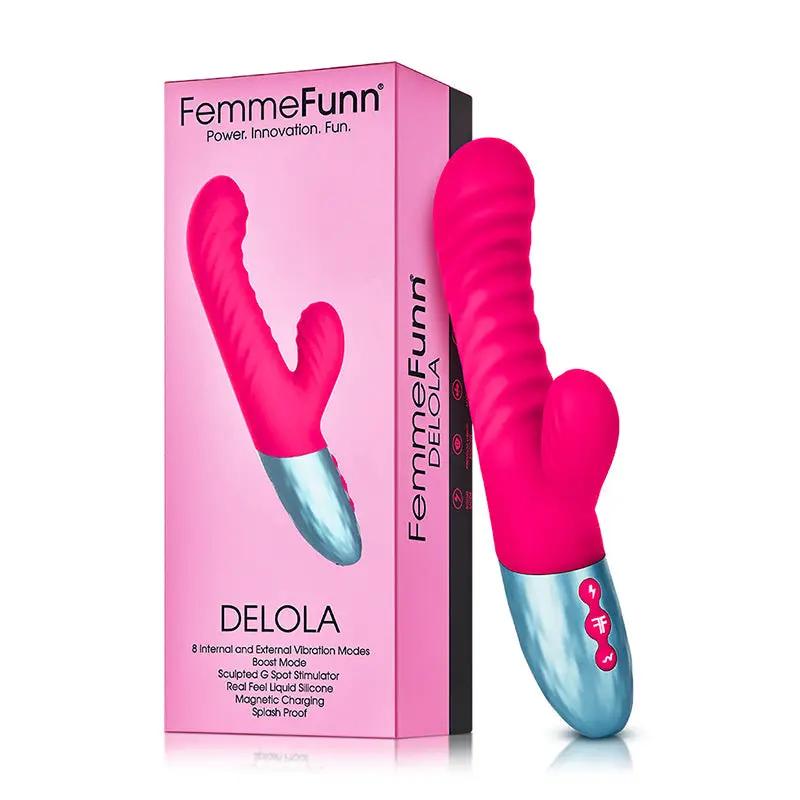 FemmeFunn Delola Rechargeable Silicone Dual Stimulation G-Spot Vibrator Pink by FemmeFunn