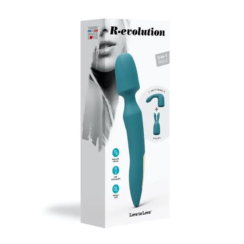 Love to Love R-evolution Rechargeable 3-in-1 Wand Vibrator Blue by Lovely Planet