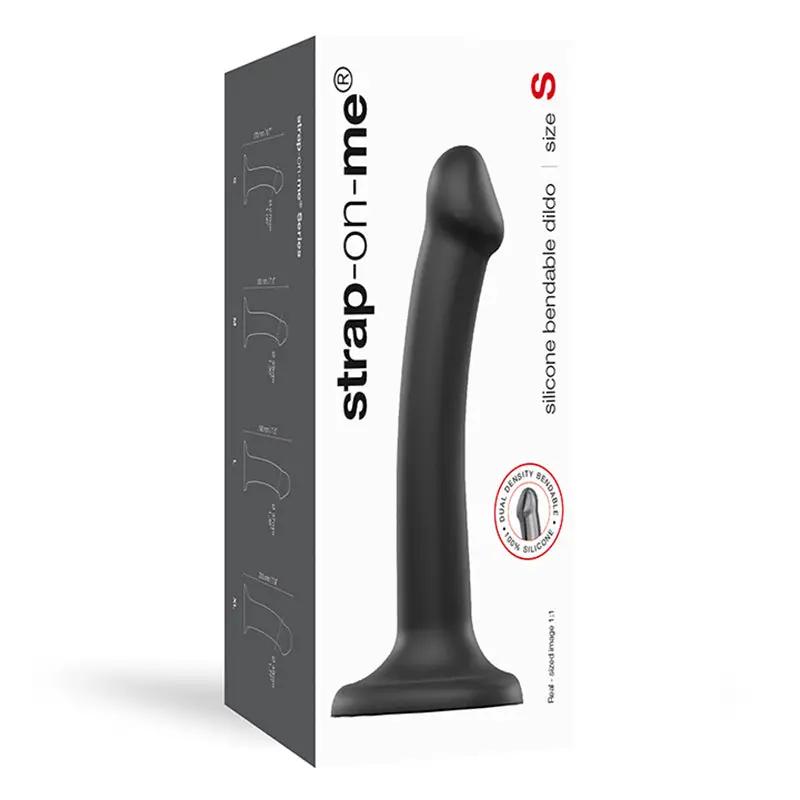 Strap-On-Me Bendable Dual-Density Silicone Suction Cup Dildo Black S by Lovely Planet