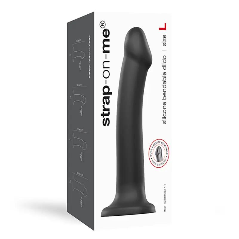 Strap-On-Me Bendable Dual-Density Silicone Dildo Black L by Lovely Planet