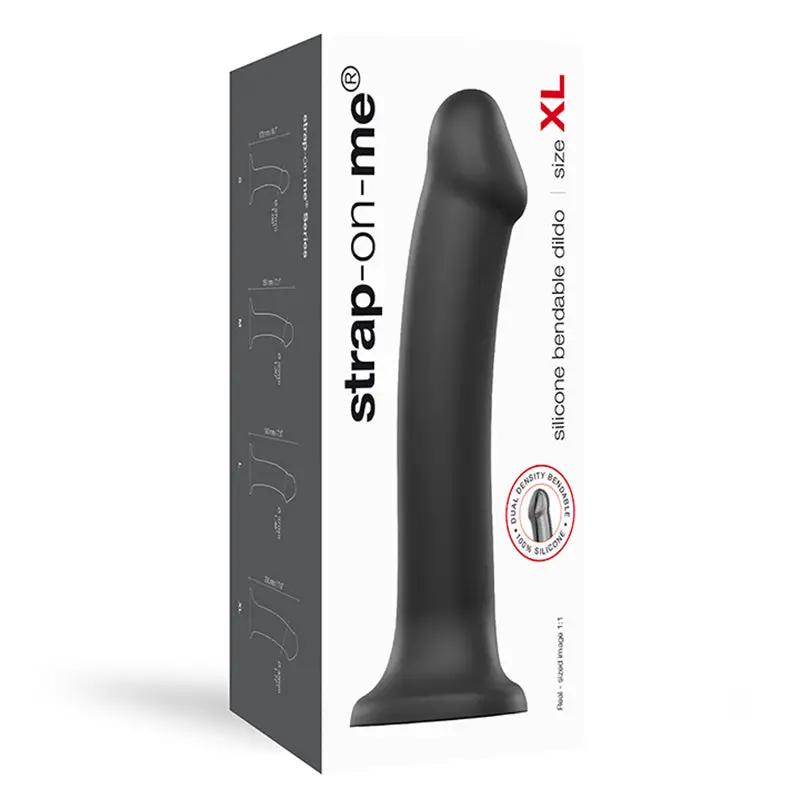 Strap-On-Me Bendable Dual-Density Silicone Suction Cup Dildo Black XL by Lovely Planet