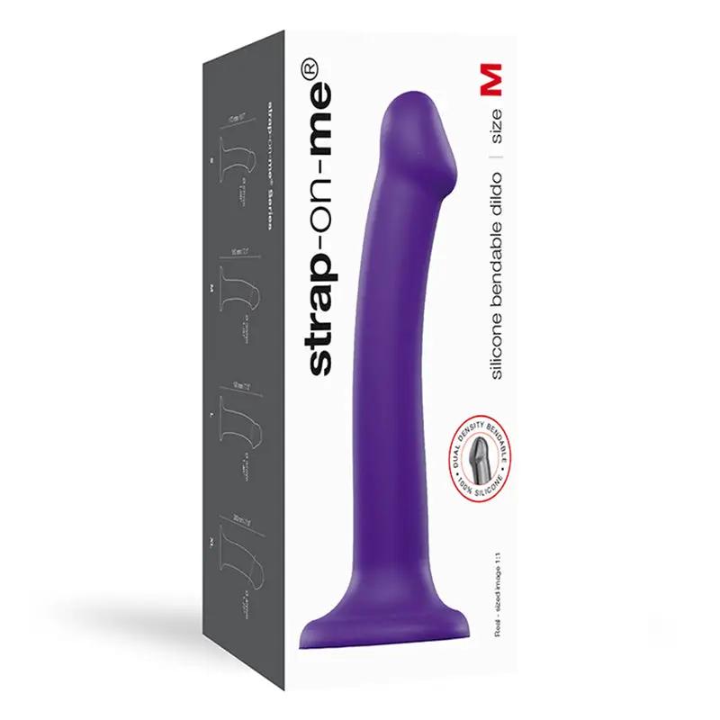 Strap-On-Me Bendable Dual-Density Silicone Suction Cup Dildo Purple M by Lovely Planet