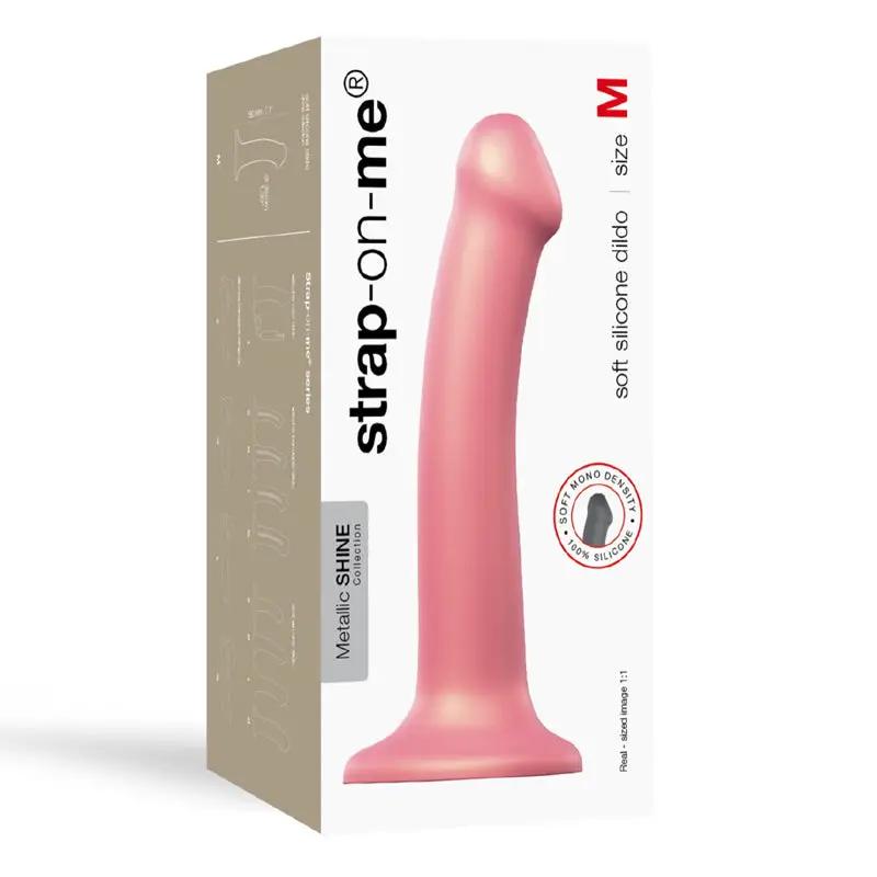 Strap-On-Me Metallic Shine Collection Soft Single-Density Silicone Dildo Vieux Rose M by Lovely Planet