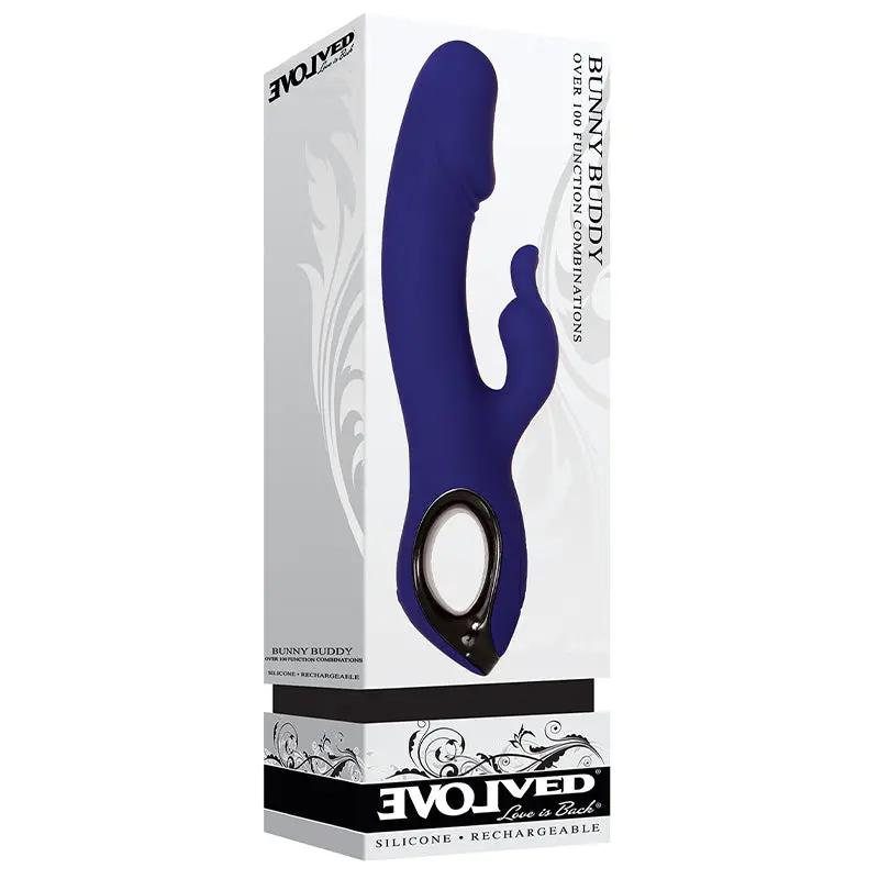Evolved Bunny Buddy Rechargeable Silicone Rabbit Vibrator Blue by Evolved