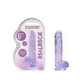 RealRock Crystal Clear Realistic 6 in. Dildo With Balls and Suction Cup Purple by Shots