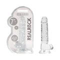 RealRock Crystal Clear Realistic 7 in. Dildo With Balls and Suction Cup Clear by Shots