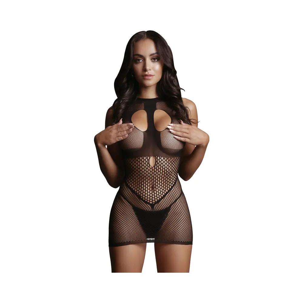 Le Desir Duo Open Cup Mini Dress Black O/S by Shots