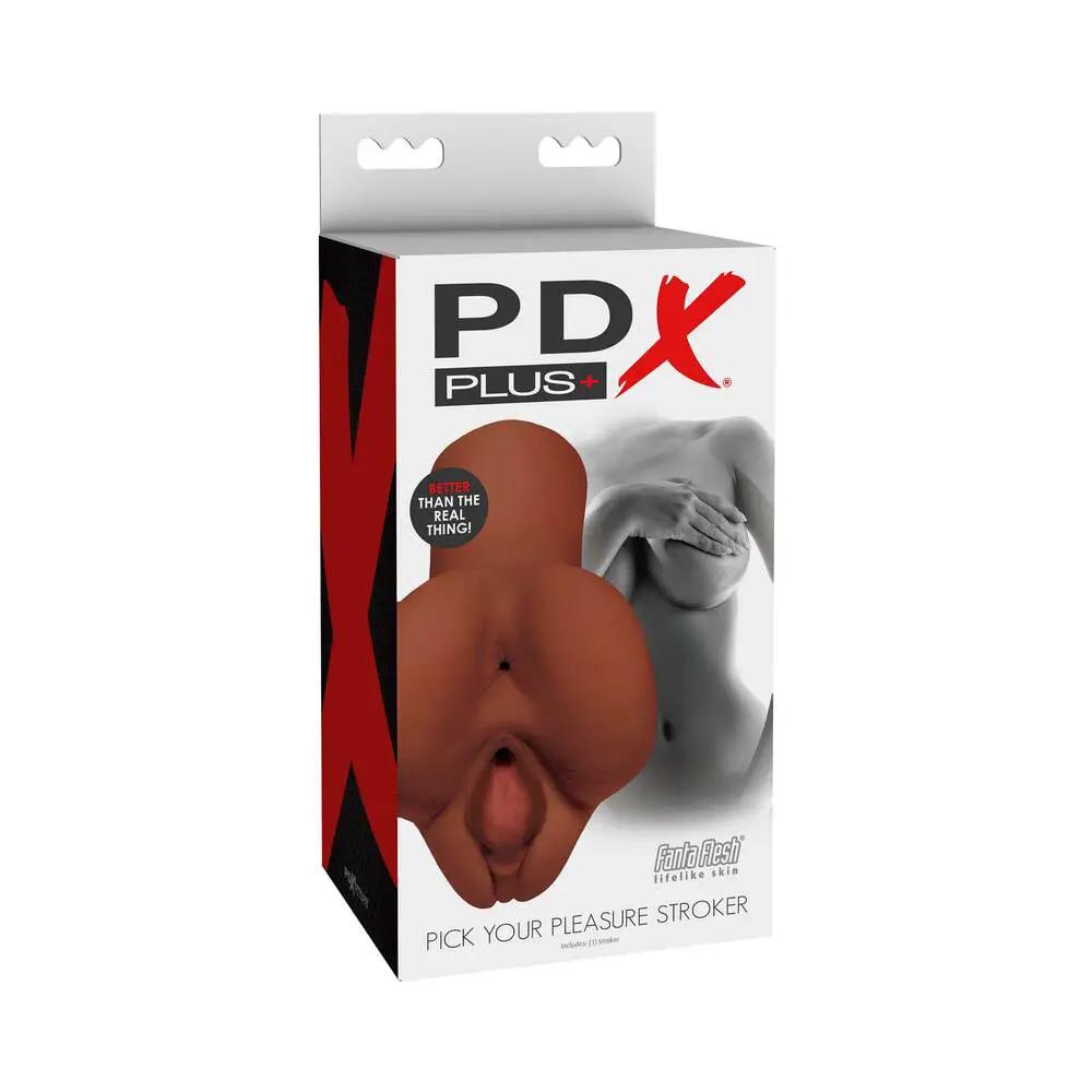 PDX Plus Pick Your Pleasure Dual Entry Stroker Brown by PDX Brands