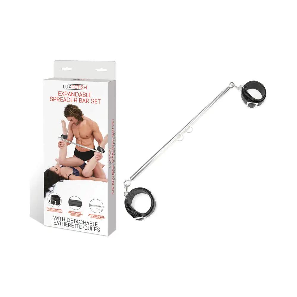 Lux Fetish Expandable Spreader Bar Set with Detachable Leatherette Cuffs by Electric Eel