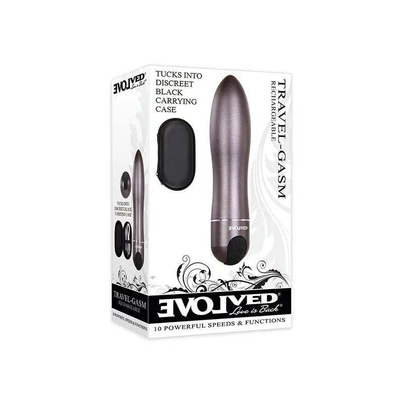 Evolved Travel-Gasm Rechargeable Metal Bullet Vibrator With Carrying Case Gunmetal by Evolved