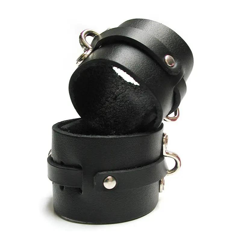 Kinklab Bondage Basics Leather Ankle Cuffs - Black by Stockroom