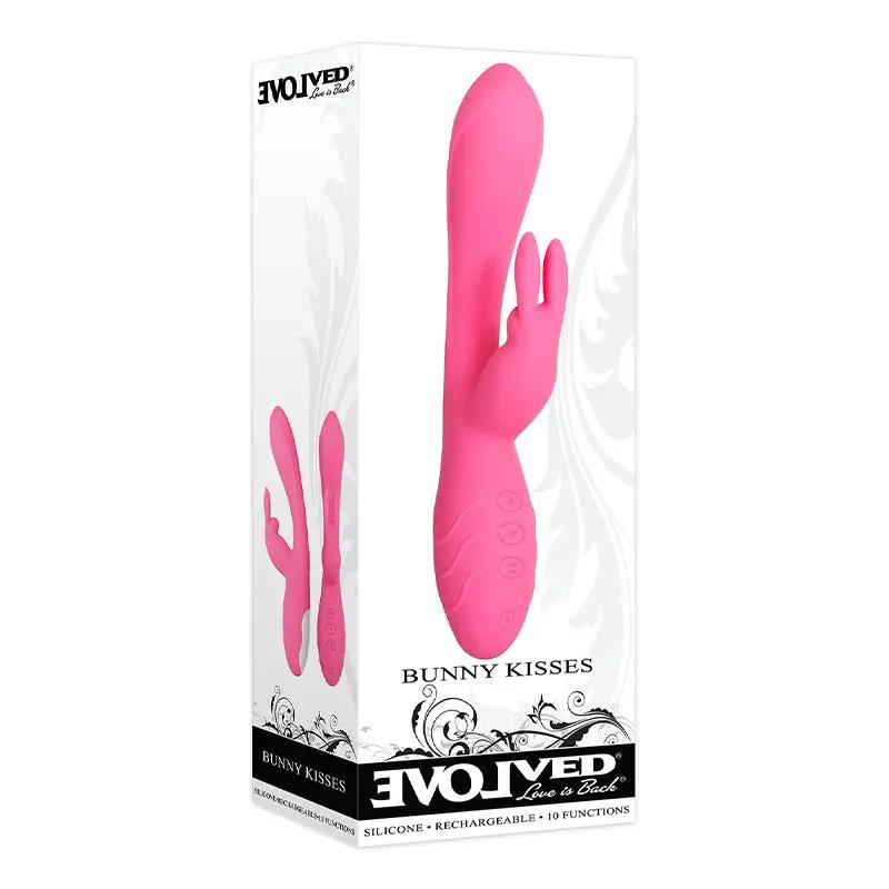 Evolved Bunny Kisses Rechargeable Silicone Rabbit Vibrator Pink by Evolved