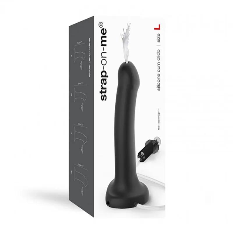 Strap-On-Me Silicone Cum Dildo Black Large (fluid not included) by Lovely Planet