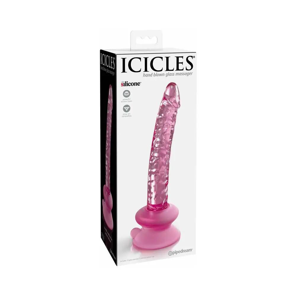 Icicles No. 86 Realistic 7 in. Glass Dildo With Suction Cup Pink by Pipedream