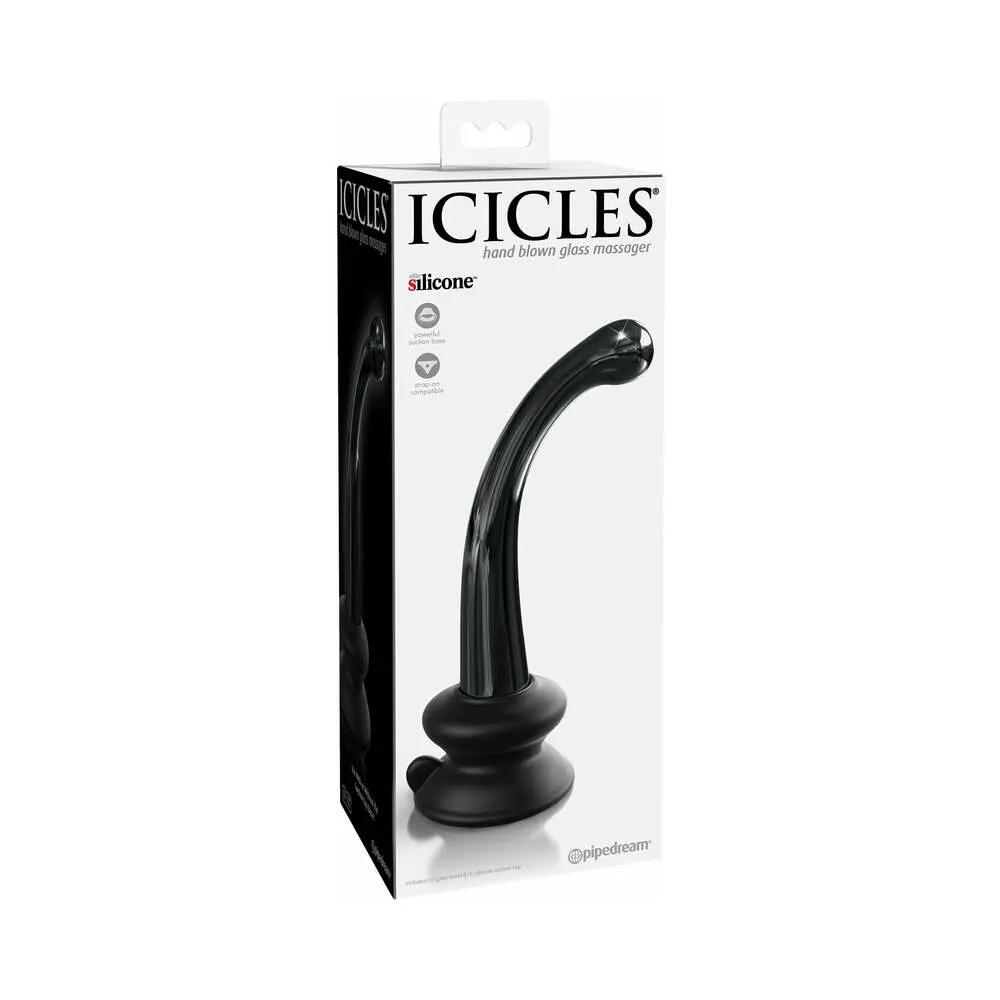 Icicles No. 87 Curved Glass G-Spot Massager With Suction Cup Black by Pipedream