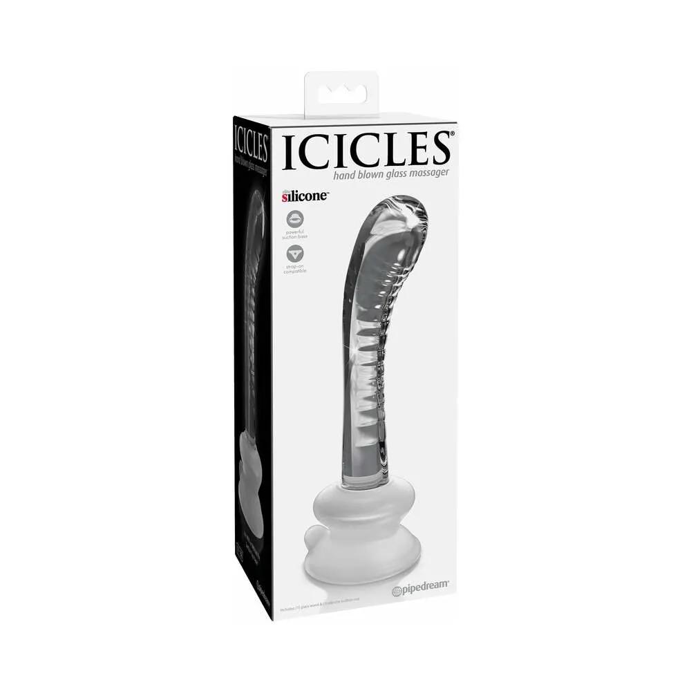 Icicles No. 88 Curved Glass G-Spot Massager With Suction Cup Clear by Pipedream