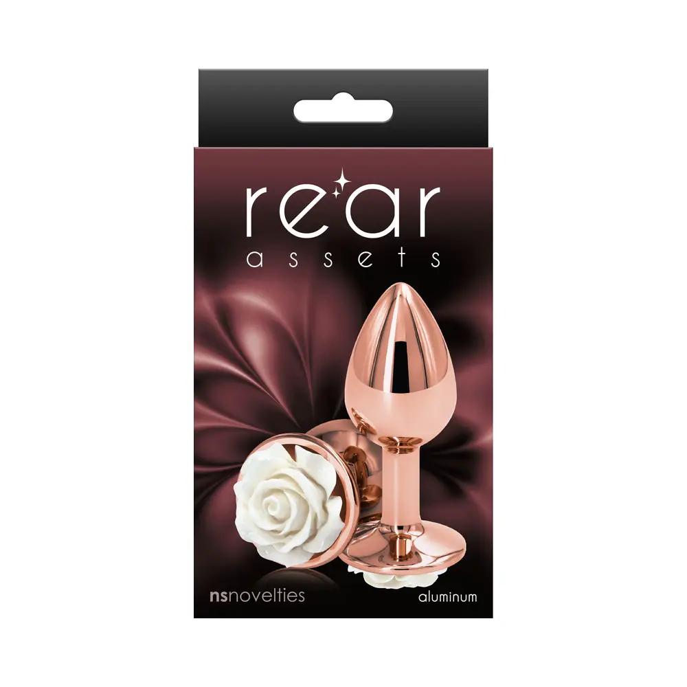 Rear Assets Rose Anal Plug Small White by NS Novelties