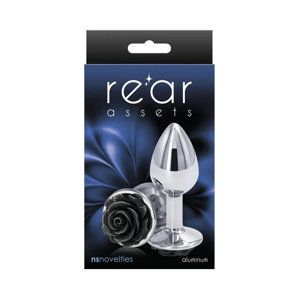 Rear Assets Rose Anal Plug Small Black by NS Novelties