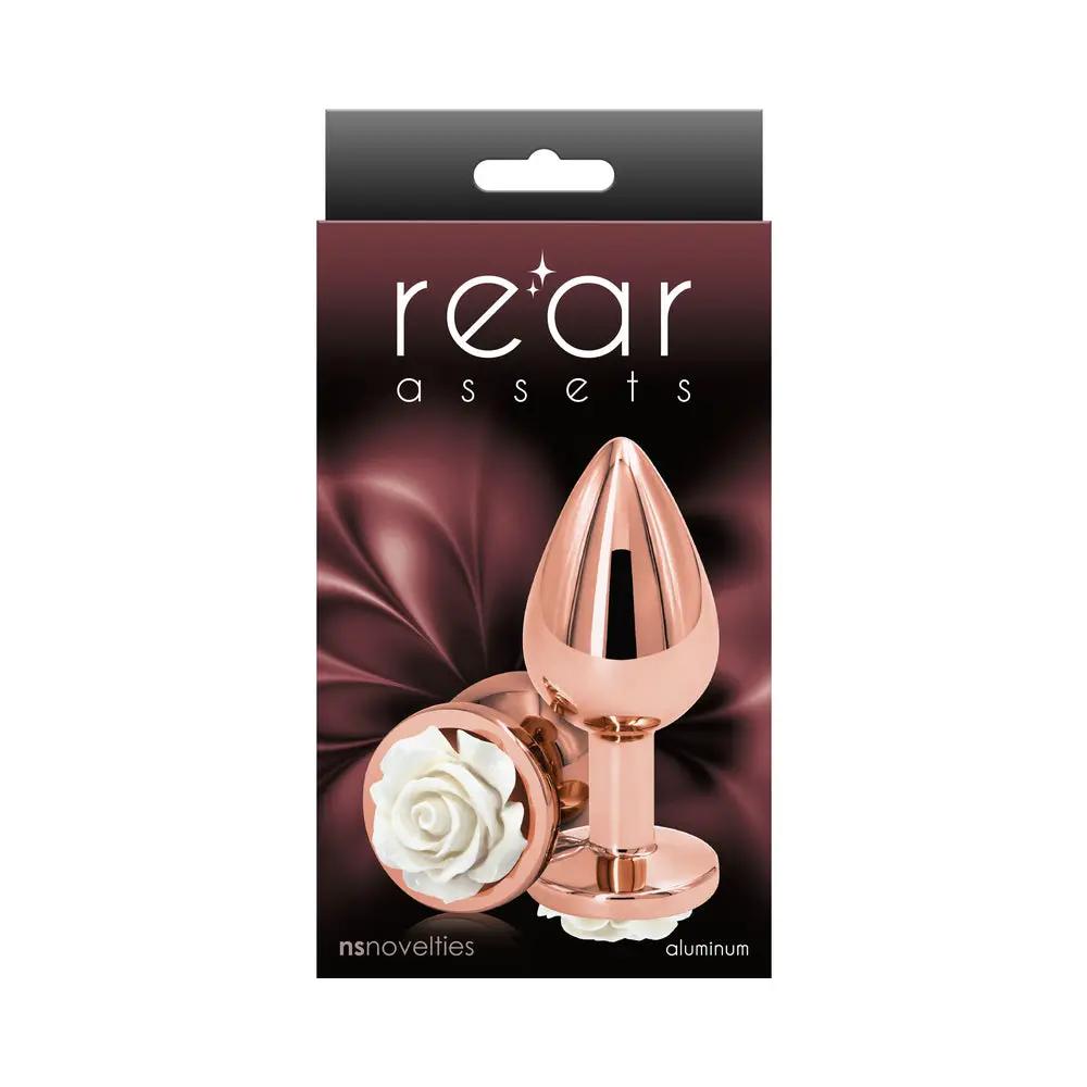 Rear Assets Rose Anal Plug Medium White by NS Novelties