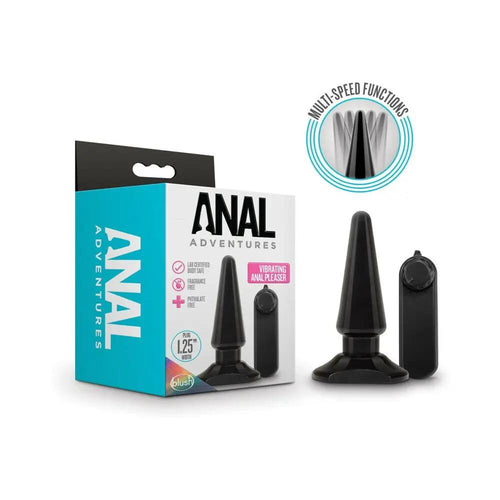 Anal Adventures Basic Vibrating Anal Pleaser Remote-Controlled Plug Black by Blush