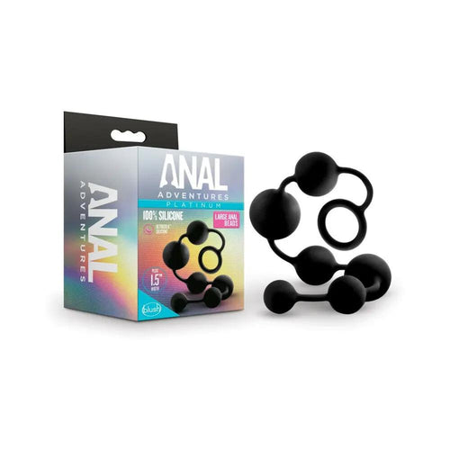 Anal Adventures Platinum Silicone Large Anal Beads Black by Blush