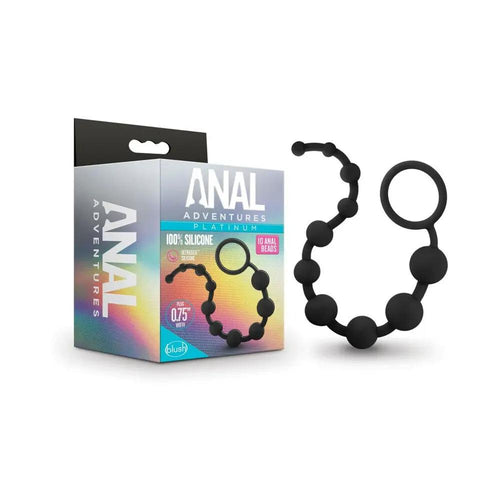 Anal Adventures Platinum Silicone 10 Anal Beads Black by Blush
