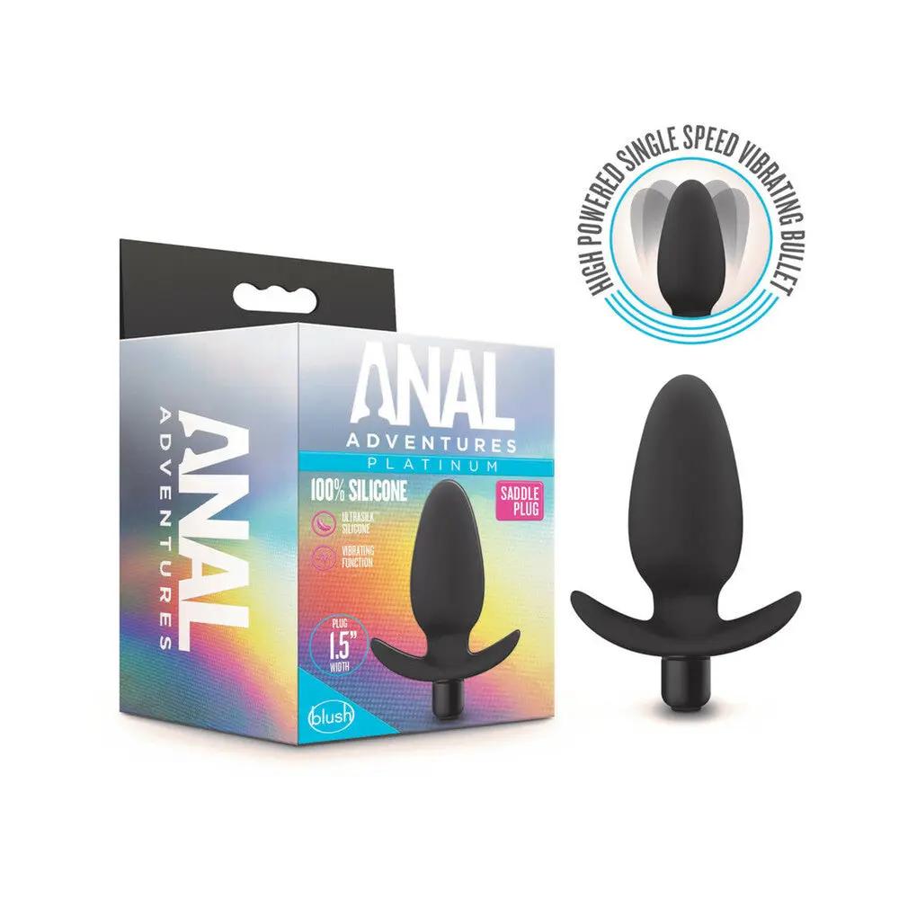 Anal Adventures Platinum Silicone Vibrating Saddle Plug Black by Blush