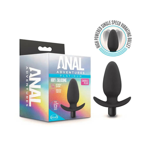 Anal Adventures Platinum Silicone Vibrating Saddle Plug Black by Blush