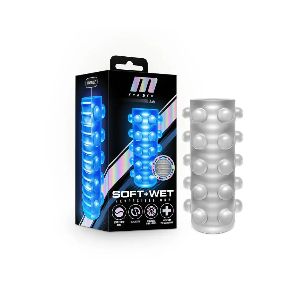 M for Men Soft + Wet Reversible Orb Glow in the Dark Self-Lubricating Stroker Frosted by Blush