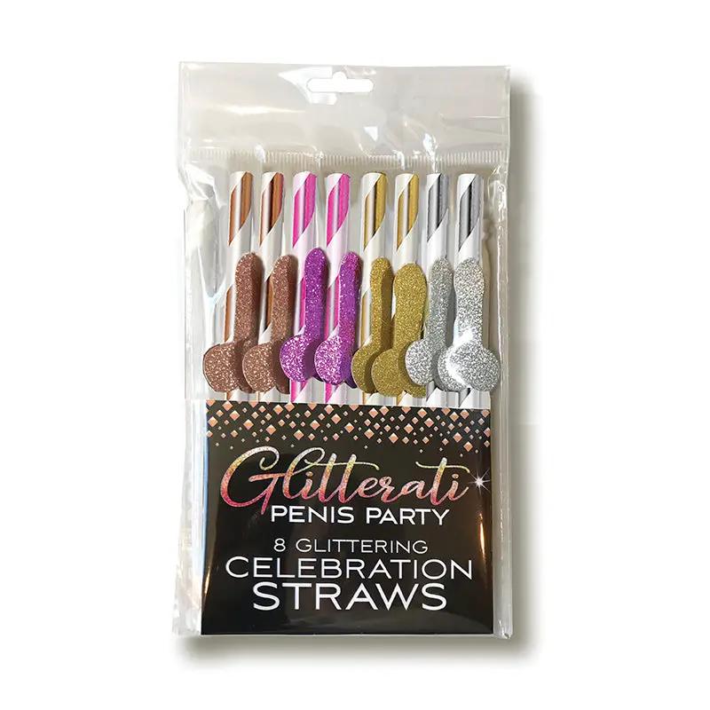Glitterati Penis Party Cocktail Celebration Straws 8-Pack by Little Genie