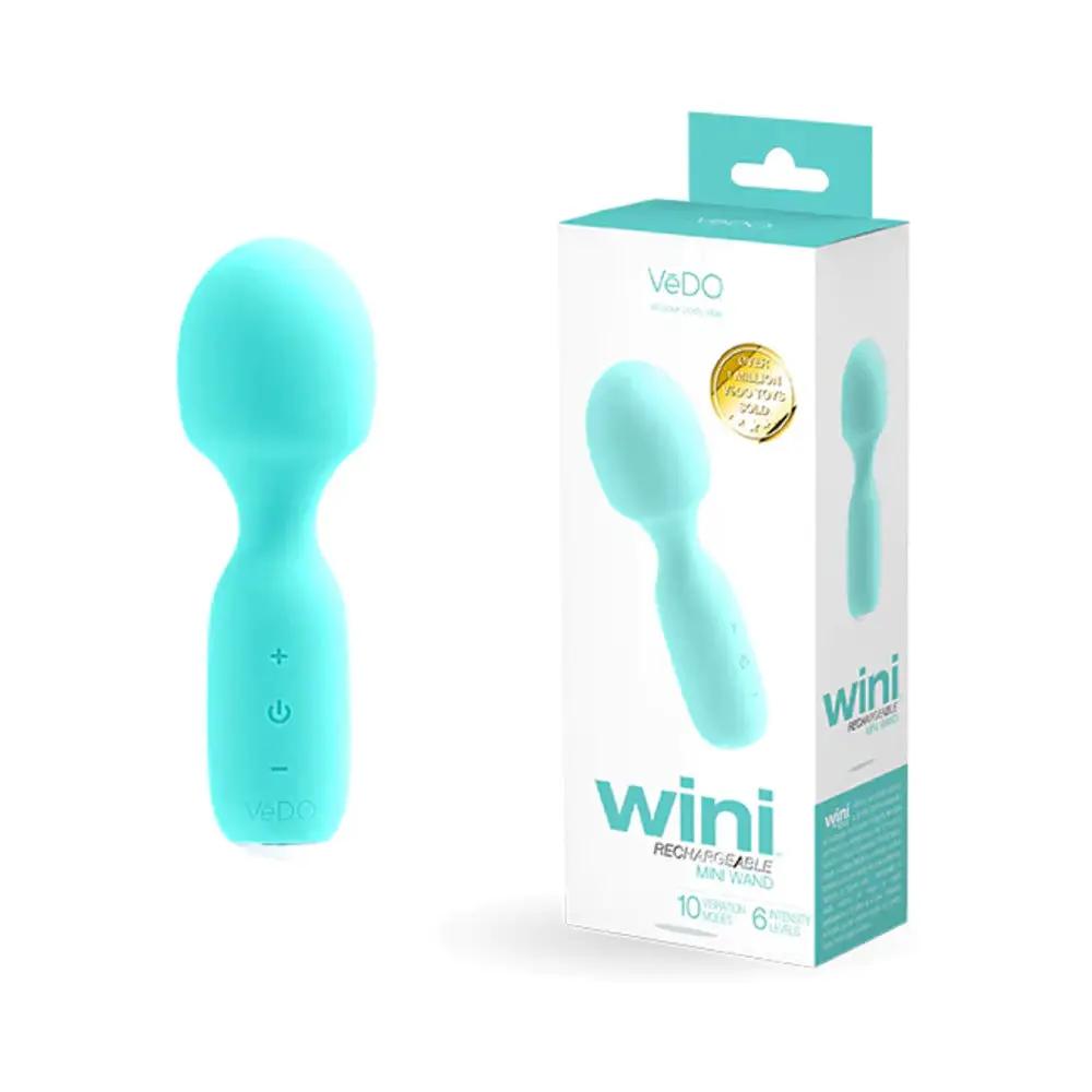 Vedo Wini Rechargeable Mini Wand Tease Me Turquoise by VeDO