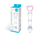 Glas 8 in. Sweetheart Glass Dildo with Pink Heart-Shaped Handle by Electric Eel
