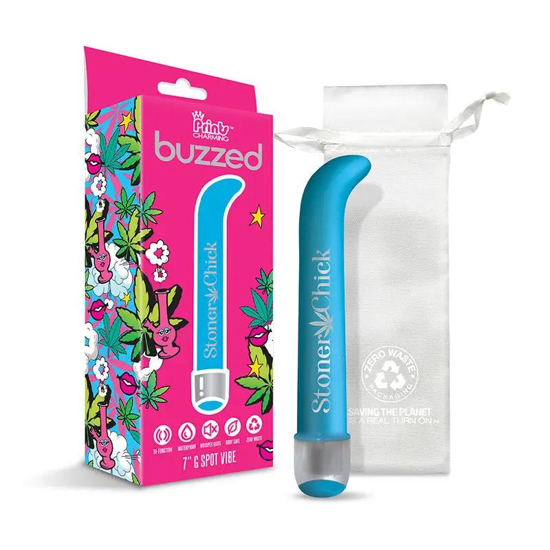 Prints Charming Buzzed 7" G-Spot Vibe - Stoner Chick - Blue by Global Novelties
