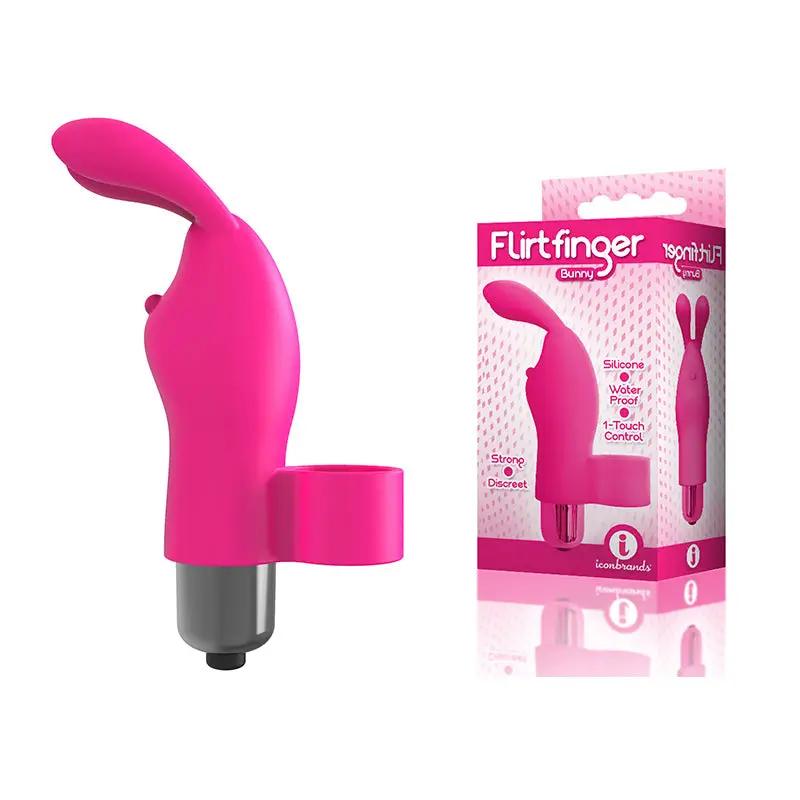 The 9's Flirt Finger Bunny Finger Vibrator Pink by Icon Brands