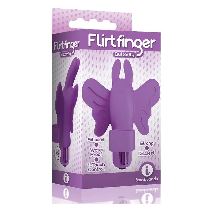 The 9's Flirt finger Butterfly Finger Vibrator Purple by Icon Brands