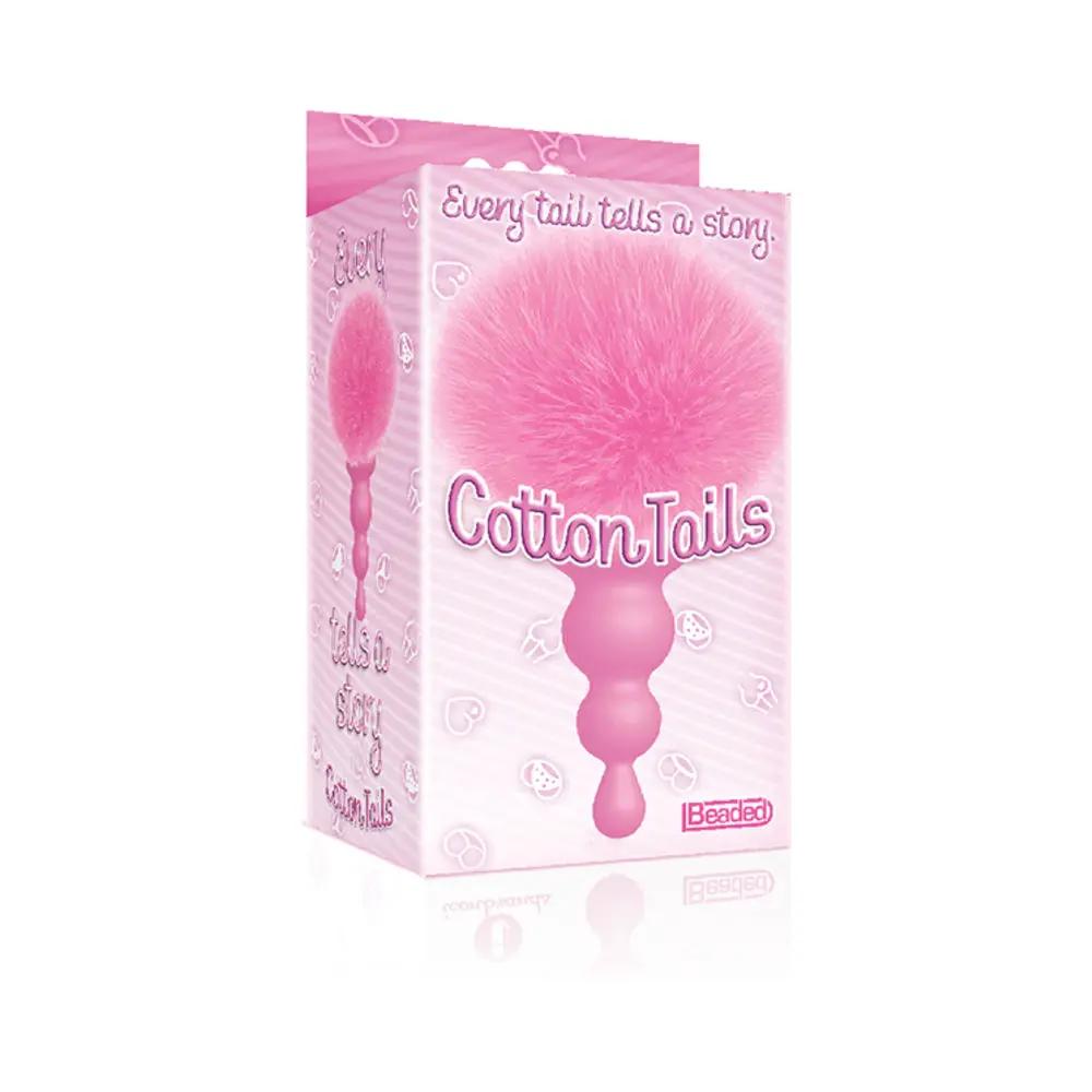 The 9's Cottontails Silicone Bunny Tail Butt Plug Beaded Pink by Icon Brands