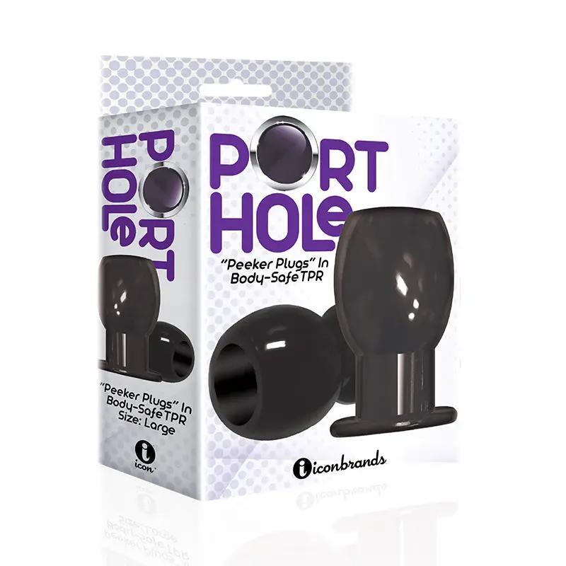 The 9's Port Hole Hollow Butt Plug Black by Icon Brands