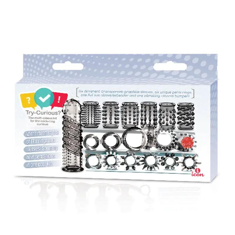 Try-Curious Cock Ring & Sleeve Set by Icon Brands